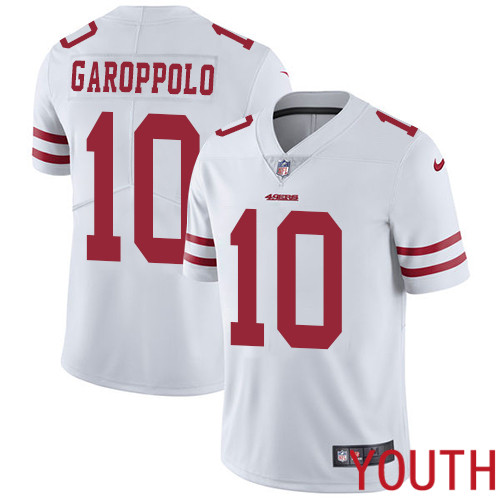 San Francisco 49ers Limited White Youth #10 Jimmy Garoppolo Road NFL Jersey Vapor Untouchable